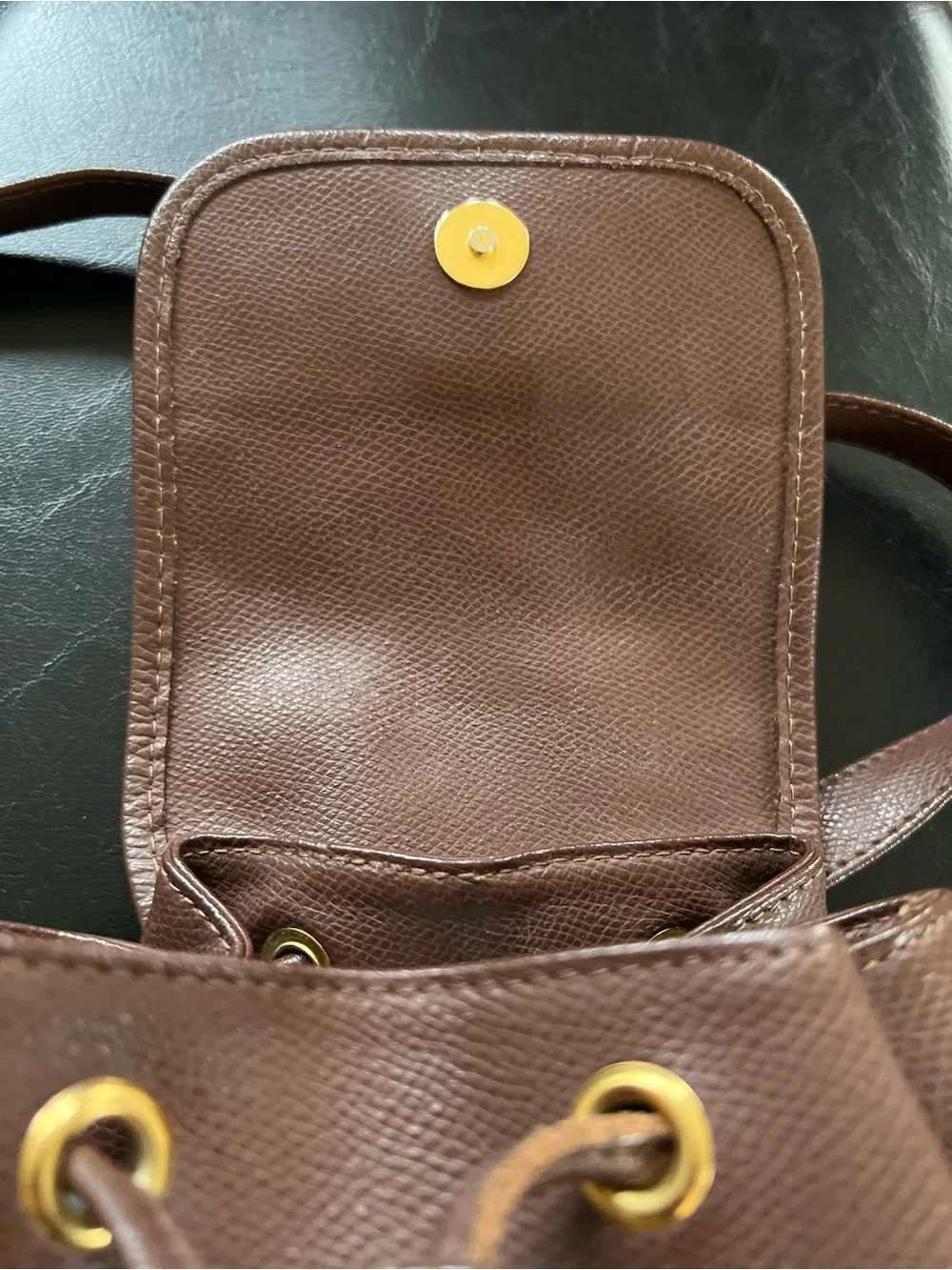 Rare Vintage MCM Brown Leather Drawstring Mini Backpack